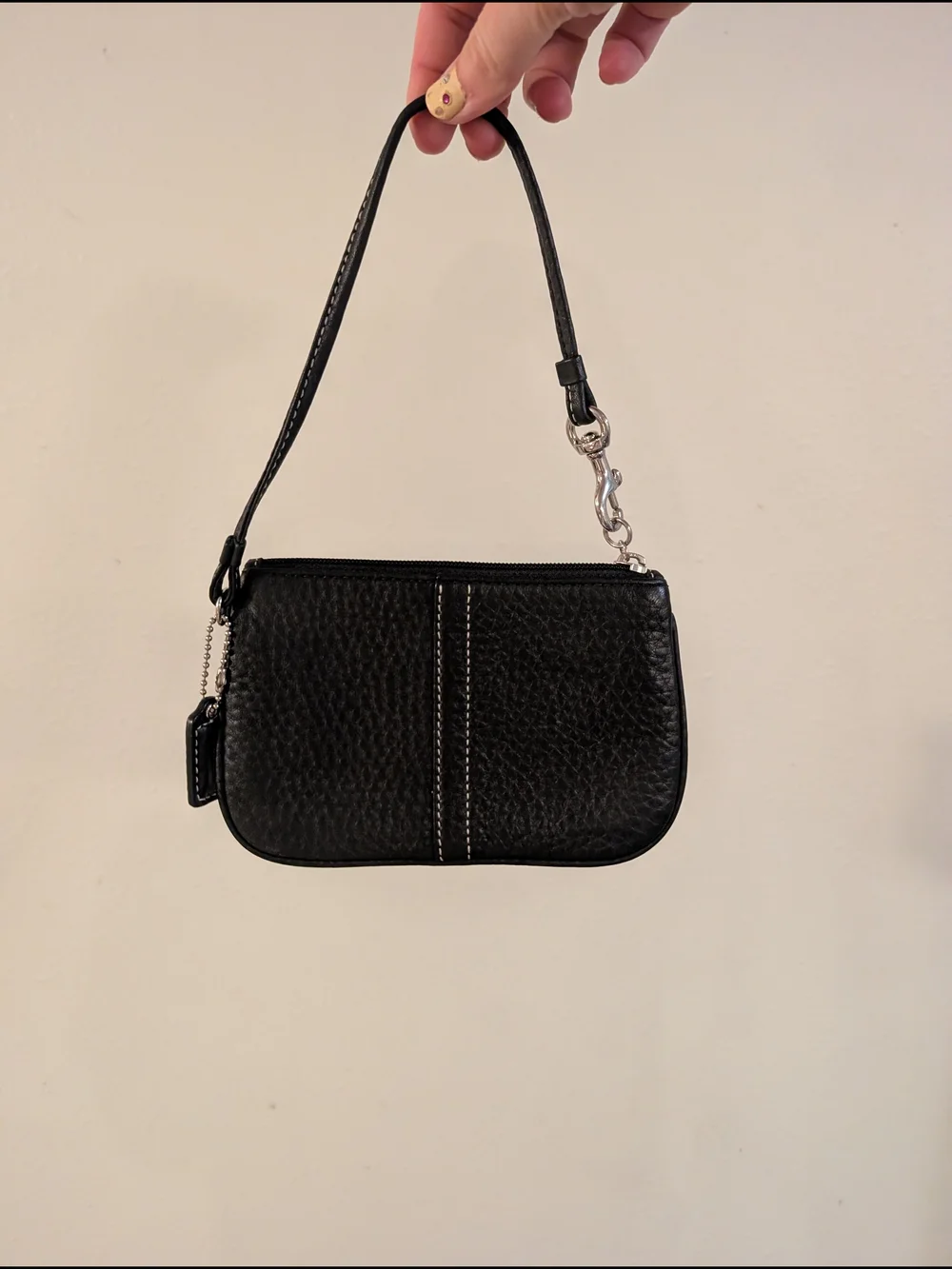 Vintage 2008 Coach Black Pebbled Leather Wristlet – True Y2K Aesthetic